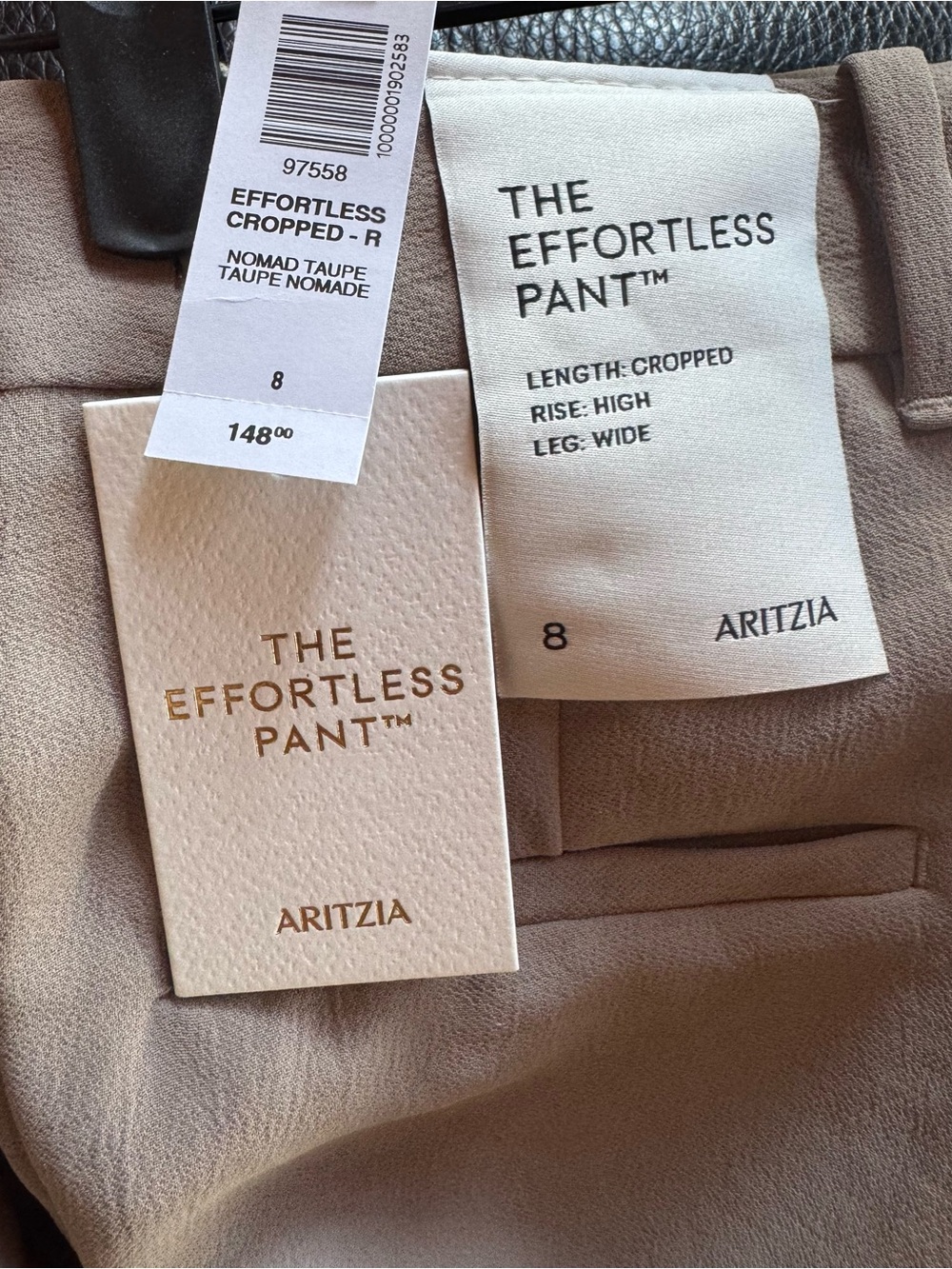 Aritzia Wilfred cropped high rise Wide-Leg Trousers in Nomad Taupe contest NWT - Picture 6 of 7